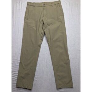 LULULEMON Commission Pants Men 32 (34x31) Tan Classic Fit Warpstreme Performance